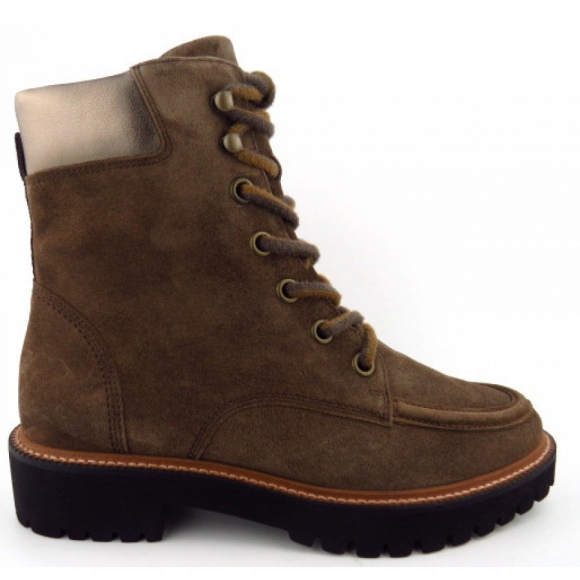 Paul Green Damen Velour Earth Metallic Stiefelette In Braun
