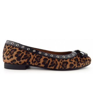 Paul Green Damen Leo Lack Sahara Black Ballerina In Leopard-Muster Paul Green Damen Leo Lack Sahara Black Ballerina In Leopard-Muster