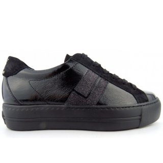 Paul Green Damen Lack Glitter Sportlicher Schnürer In Schwarz Paul Green Damen Lack Glitter Sportlicher Schnürer In Schwarz
