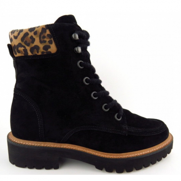 Paul Green Damen S.Suede/Leopard Stiefelette In 02 Schwarz