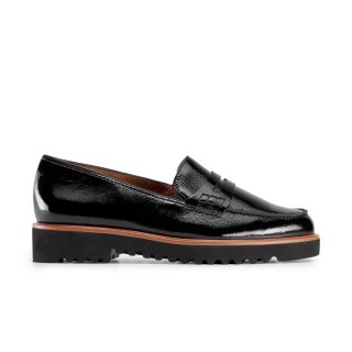 Paul Green Damen-Loafer Carmel Schwarz Lackleder mit Knittereffekt Paul Green Damen-Loafer Carmel Schwarz Lackleder mit Knittereffekt