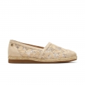 Paul Green Damen-Ballerinas Danica Biscuitfarbenes Wildleder mit Blütenmuster