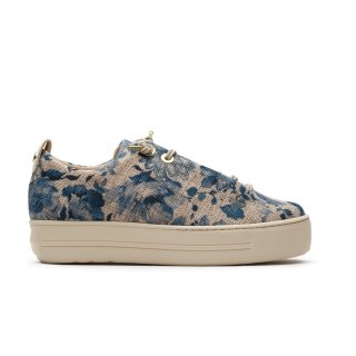 Paul Green Damen-Sneaker Desi blauer Canvas mit Blumenmuster Paul Green Damen-Sneaker Desi blauer Canvas mit Blumenmuster
