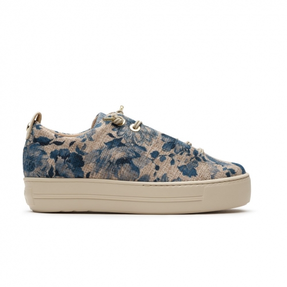 Paul Green Damen-Sneaker Desi blauer Canvas mit Blumenmuster