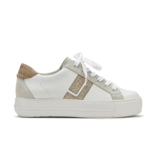 Paul Green Damen-Sneaker Dove Weiß-Sand-Glitzer-Kombination Paul Green Damen-Sneaker Dove Weiß-Sand-Glitzer-Kombination