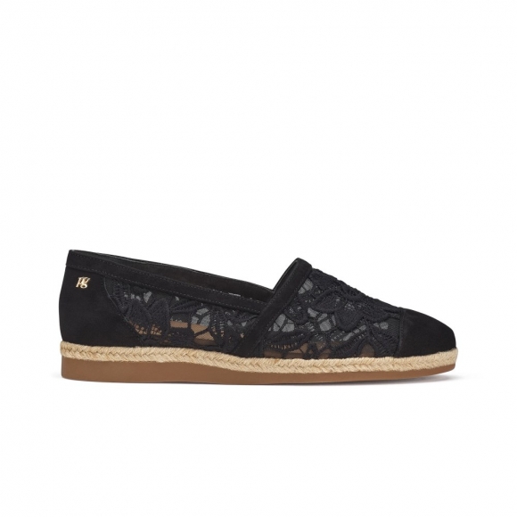 Paul Green Damen-Ballerinas Danica aus schwarzem Wildleder mit Blütenmuster