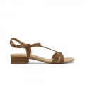 Paul Green Damen-Sandalen Donna mit T-Riemen Nussfarbenes Wildleder
