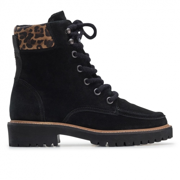 Paul Green Damen-Stiefel Duke Black Sahara Leopard Nubuk