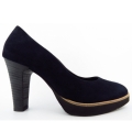 Paul Green Damen Samtziege Blau Pumps In Blau