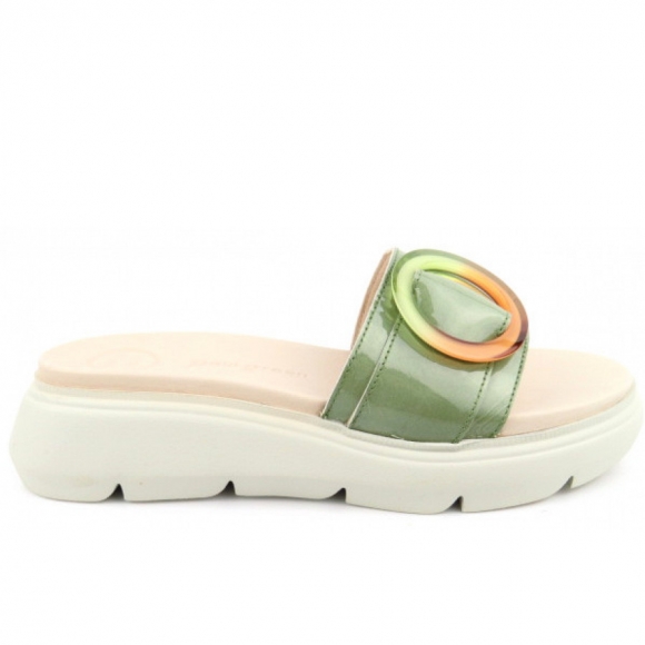 Paul Green Damen Sportlack Sage Pantolette In Grün Paul Green Damen Sportlack Sage Pantolette In Grün