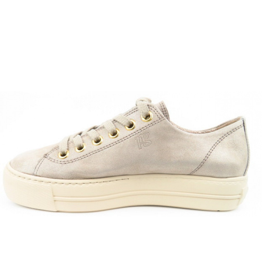 Paul Green Damen Samtziege Metallic Cachemire Sneaker Low In 4 Beige Metallic