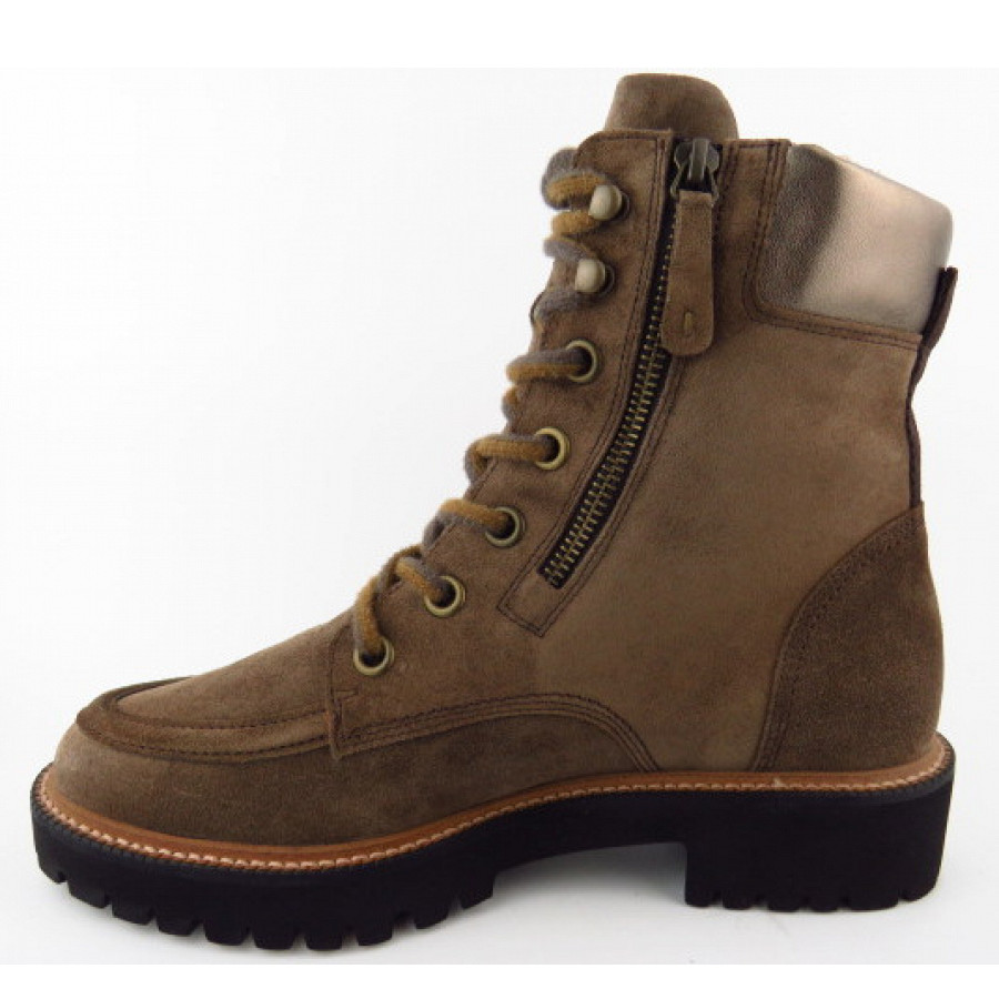 Paul Green Damen Velour Earth Metallic Stiefelette In Braun
