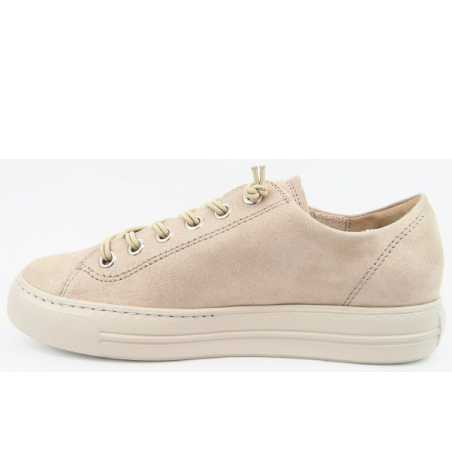 Paul Green Damen Samtziege Metallic Sneaker Low In 4 Beige