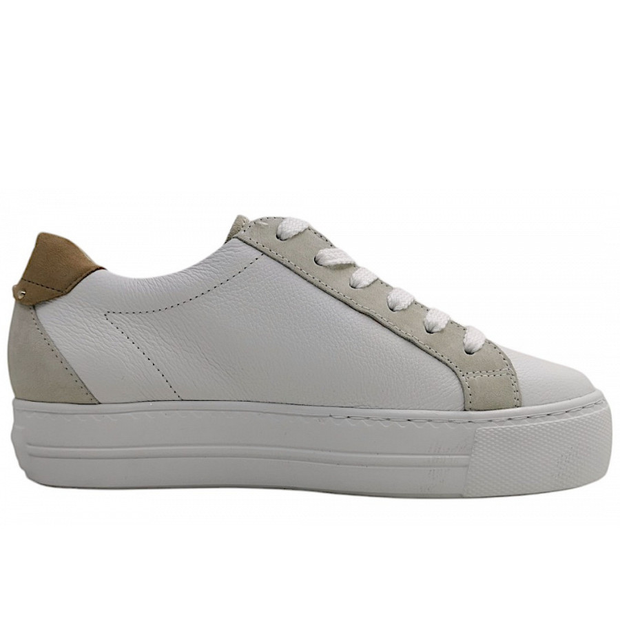 Paul Green Damen Sportlicher Schnürer In 067 White/Sand