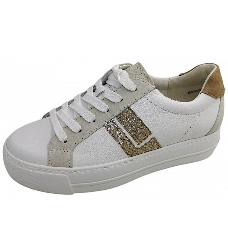 Paul Green Damen Sportlicher Schnürer In 067 White/Sand