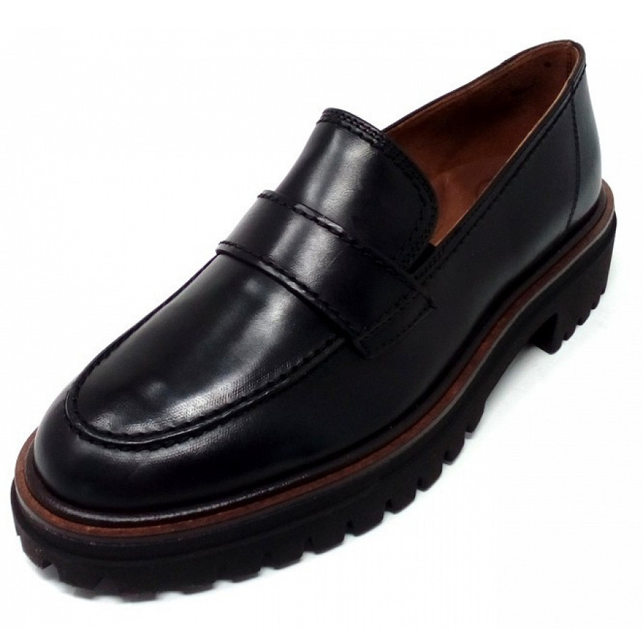 Paul Green Damen Brush Calf Black/Natur Mokassin In Schwarz