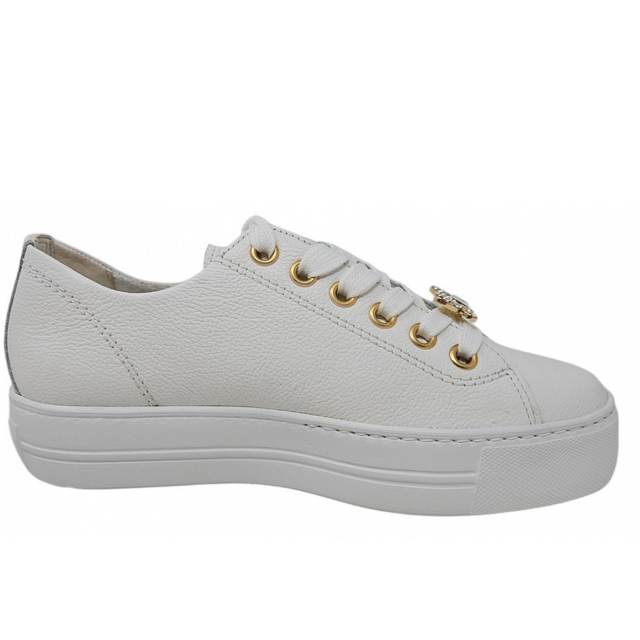 Paul Green Damen Sportlicher Schnürer In White Cristall