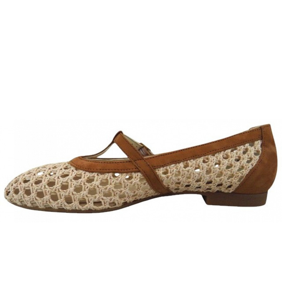 Paul Green Damen Diva Nubuk Natur Sisal Ballerina In Beige