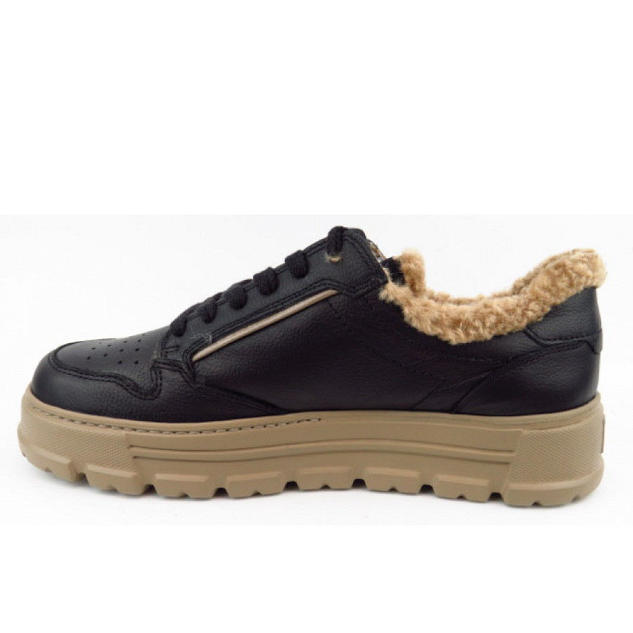 Paul Green Damen Calf Warmfutter Sneaker Low In Schwarz