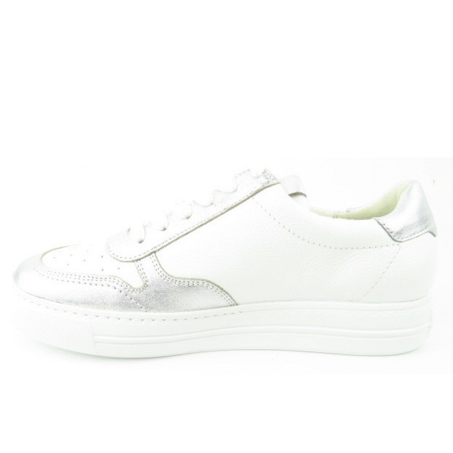 Paul Green Damen Nappa Calf Clay White Sneaker Low In Weiß Silber