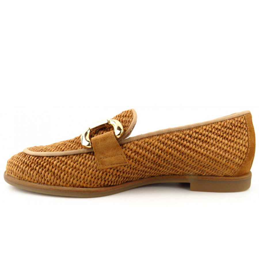 Paul Green Damen Rafia Velour Camel Slipper In Mittelbraun