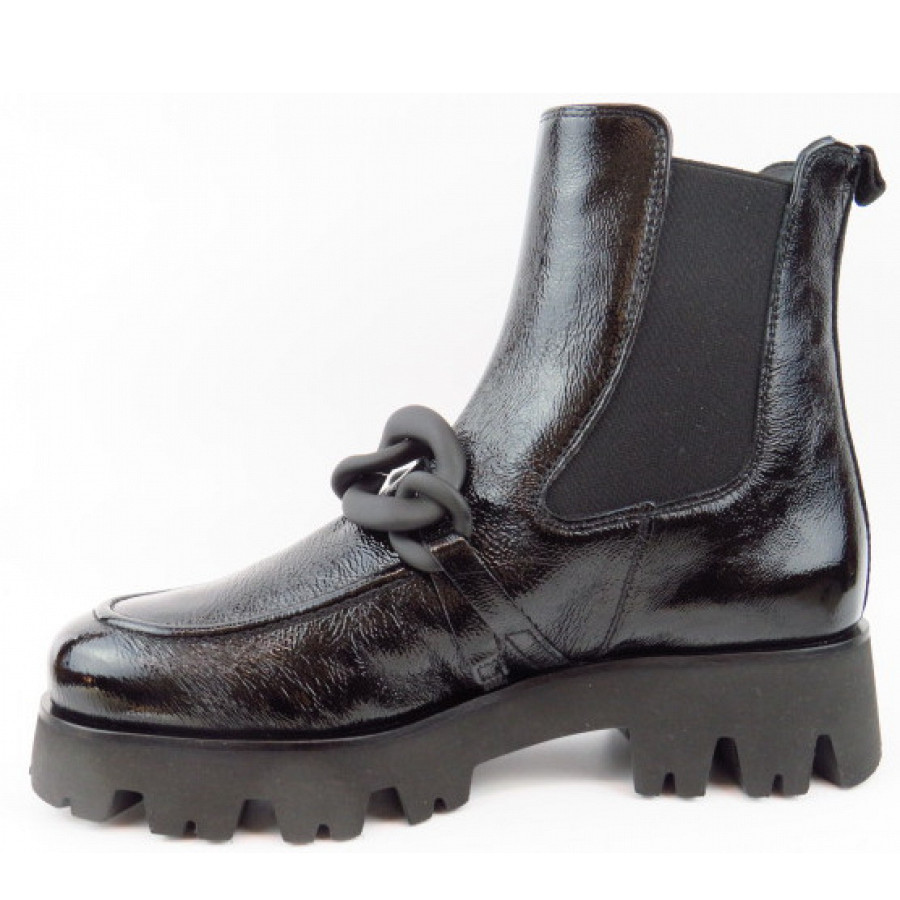 Paul Green Damen Knautschlack Chelsea Boot In 0 Schwarz