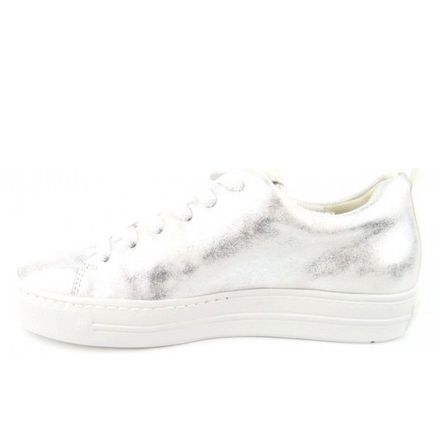 Paul Green Damen Metallic Antik Alu Sneaker Low In Silber