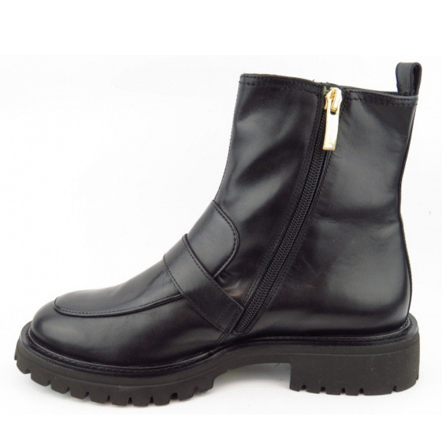 Paul Green Damen Classic Calf Black Zip Stiefelette In Schwarz