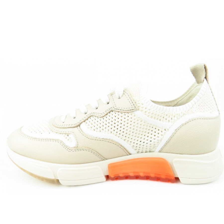 Paul Green Damen Calf Knit Biscuit Sneaker Low In Beige