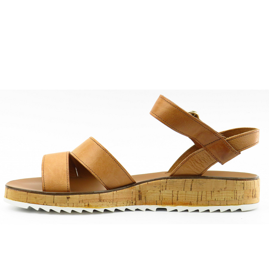 Paul Green Damen Easy Calf Cuoio Plt. Kork Sandale In Cuoio