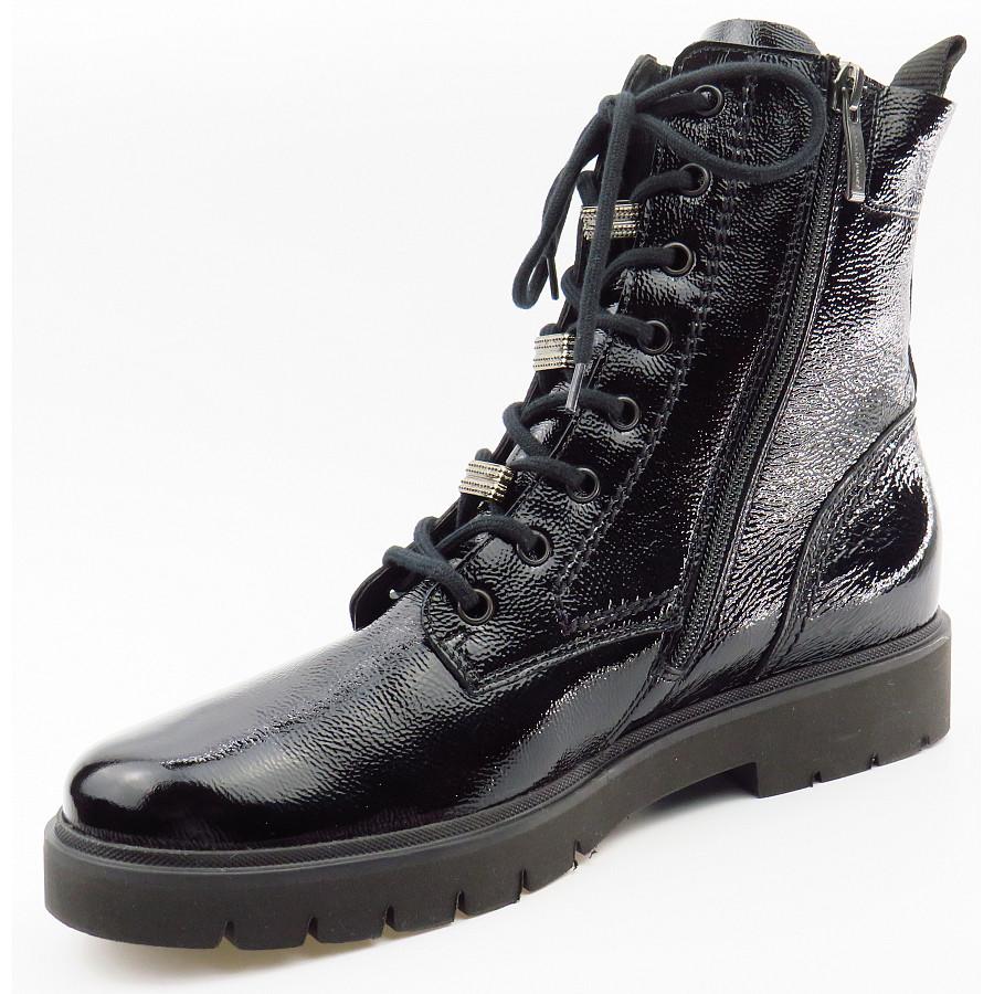 Paul Green Damen Knautschlack Schwarz Stiefelette In Schwarz