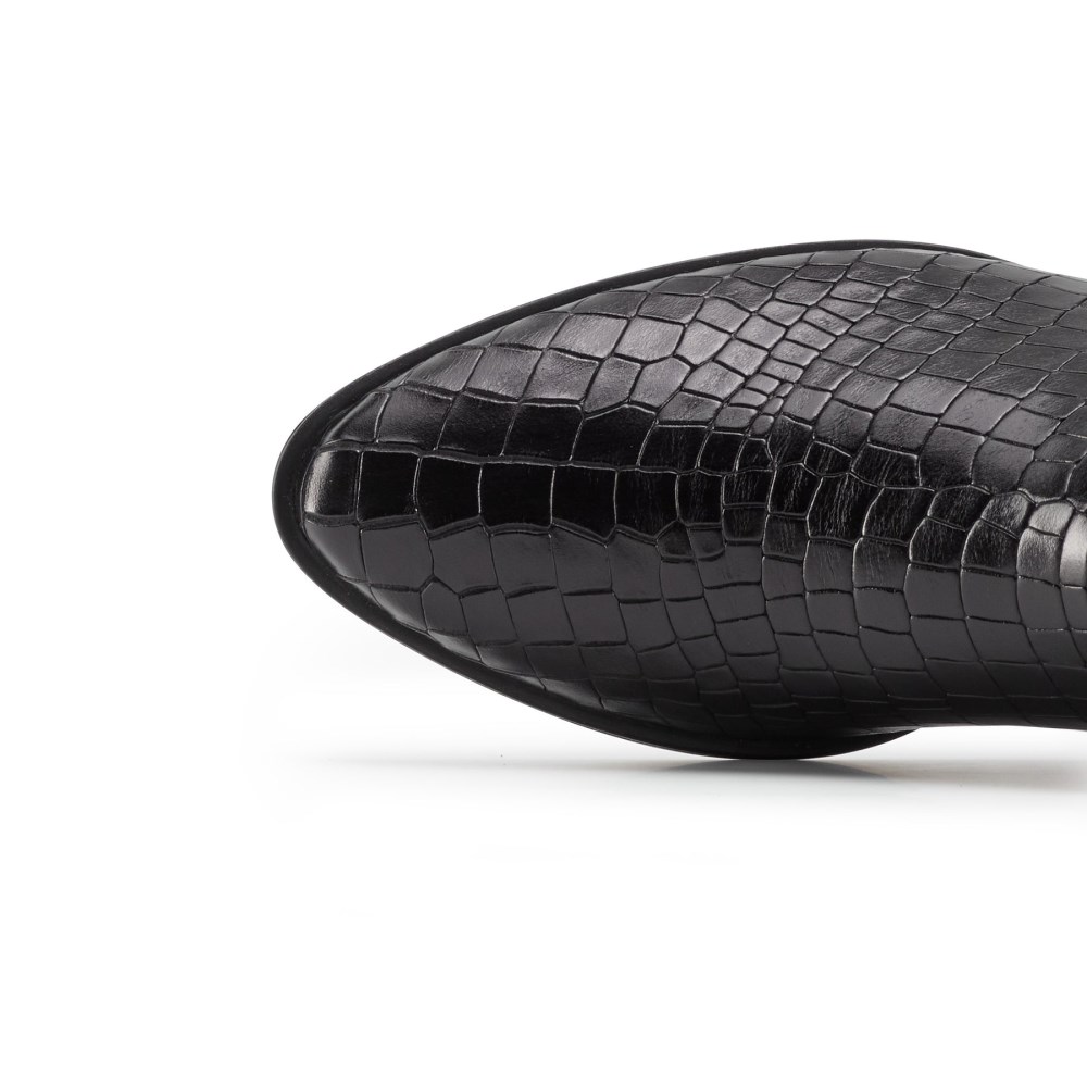Paul Green Damenstiefel Camile schwarzes Krokodilleder