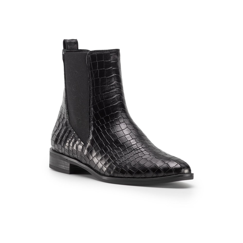 Paul Green Damenstiefel Camile schwarzes Krokodilleder