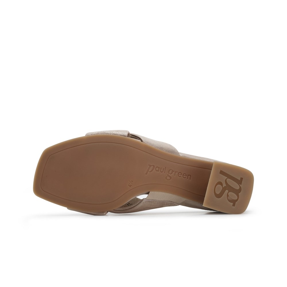 Paul Green Damen-Pumps Delight mit Absatz aus metallisch-kaschmirfarbenem Wildleder
