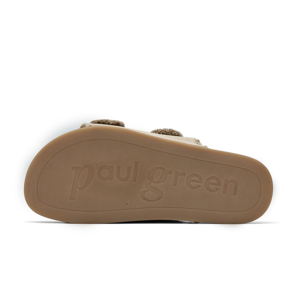 Paul Green Damen-Sandalen Delaney Canvas mit genarbtem Leder