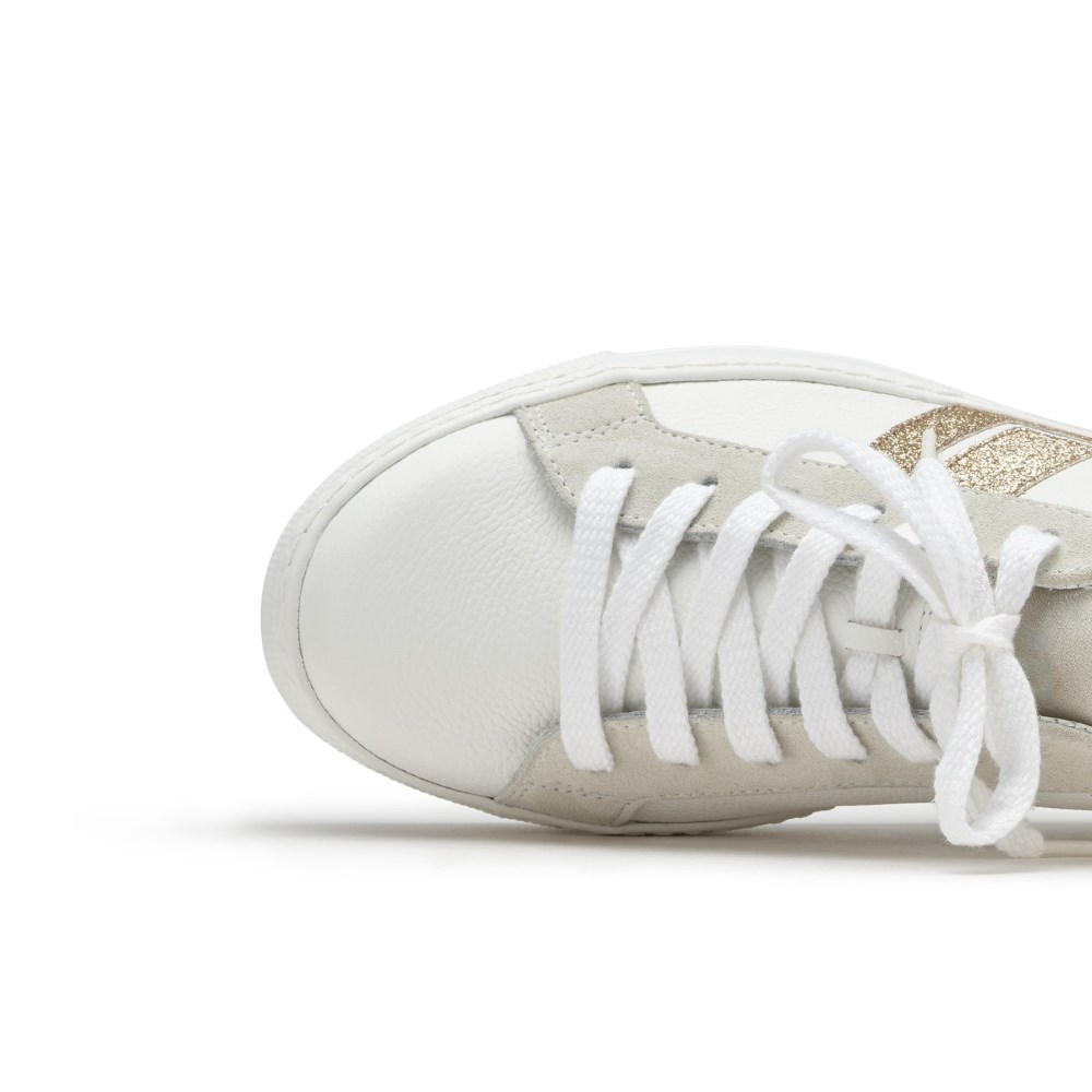Paul Green Damen-Sneaker Dove Weiß-Sand-Glitzer-Kombination