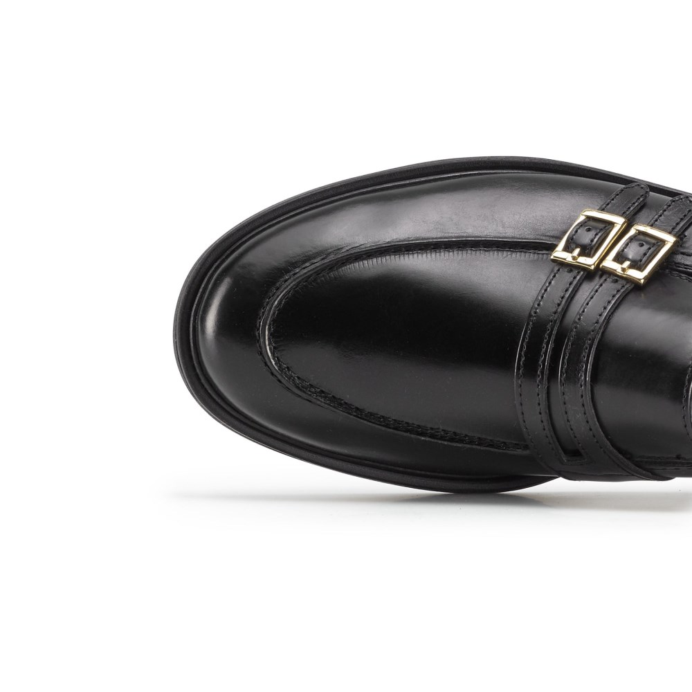 Paul Green Damen-Loafer Caspian schwarzes gebürstetes Leder