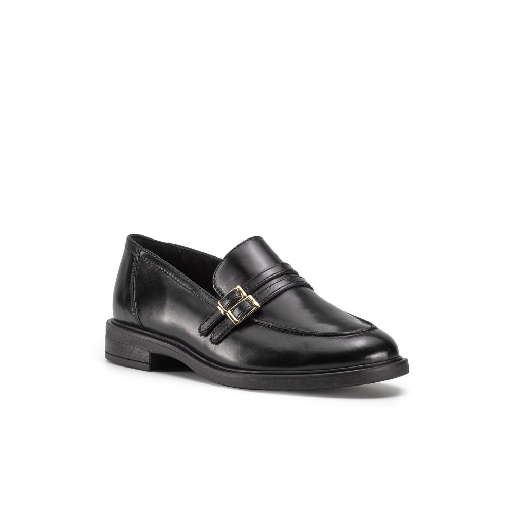 Paul Green Damen-Loafer Caspian schwarzes gebürstetes Leder
