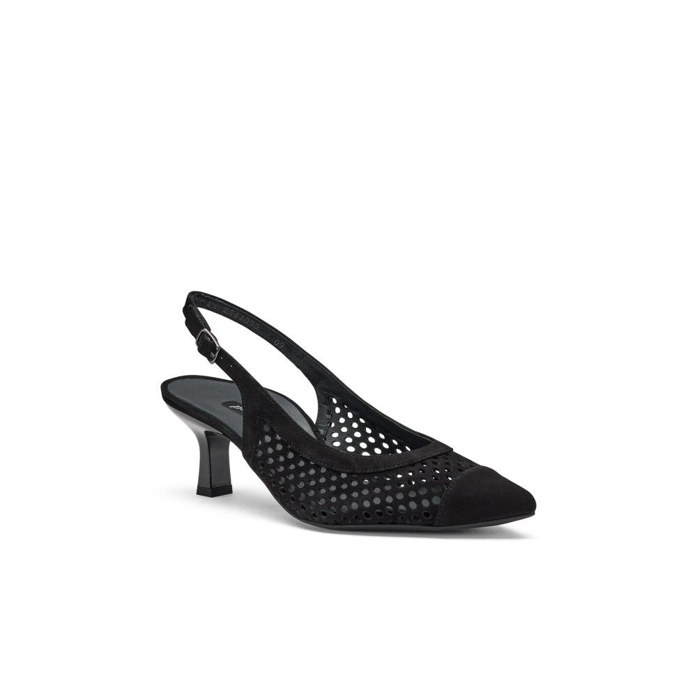 Paul Green Damen-Sandalen Derby schwarzes Wildleder
