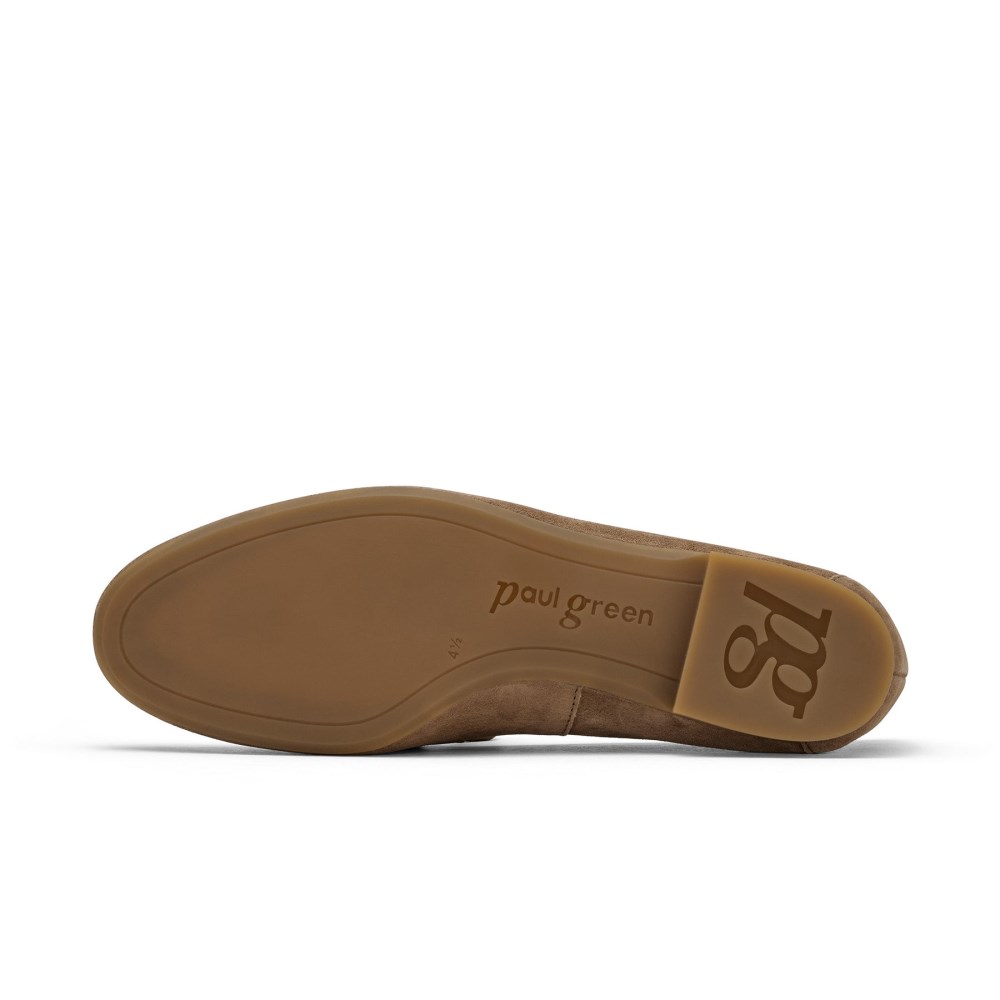 Paul Green Damen-Slipper Daphne flach Nussbraun Wildleder