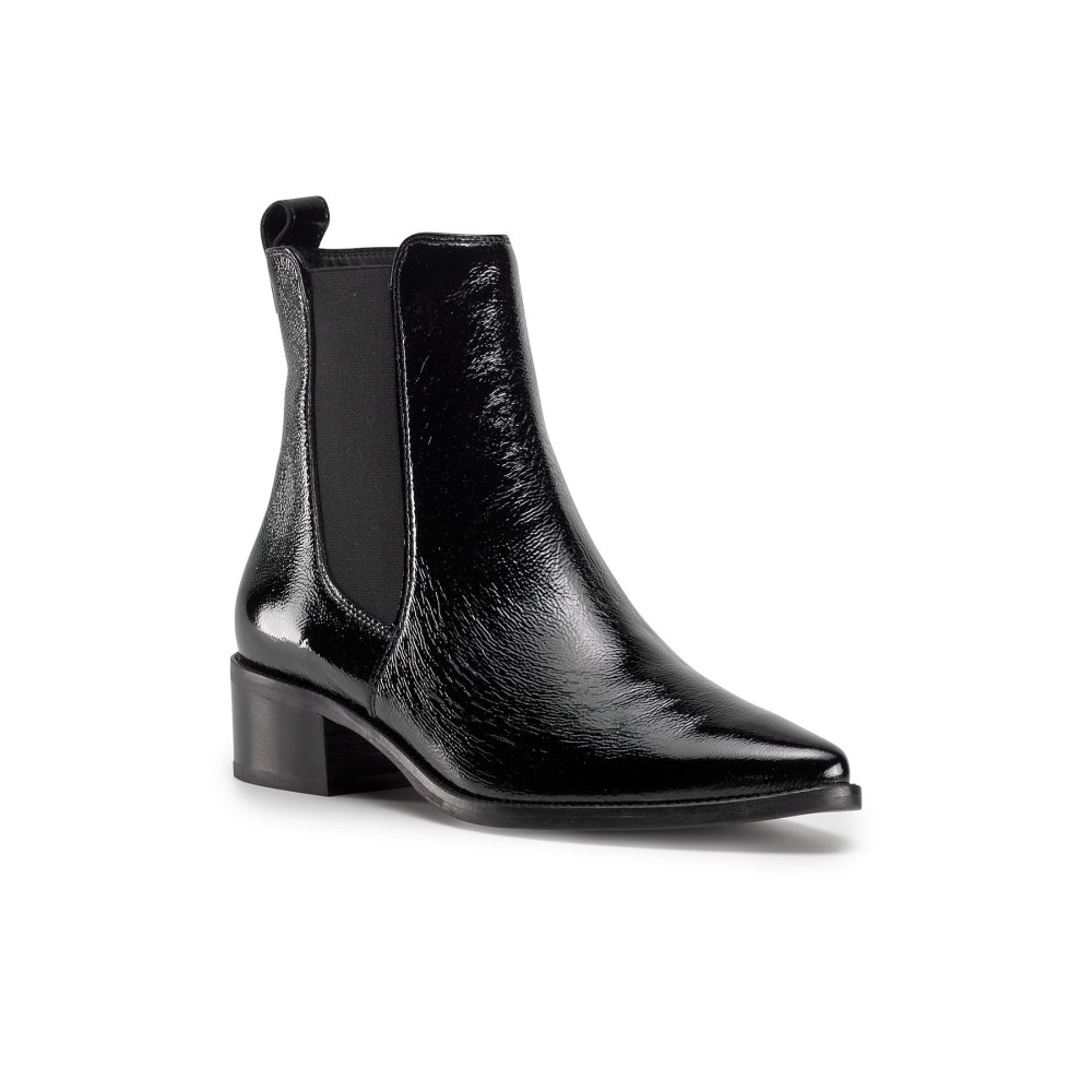 Paul Green Damen-Stiefel Celina Schwarz Lackleder