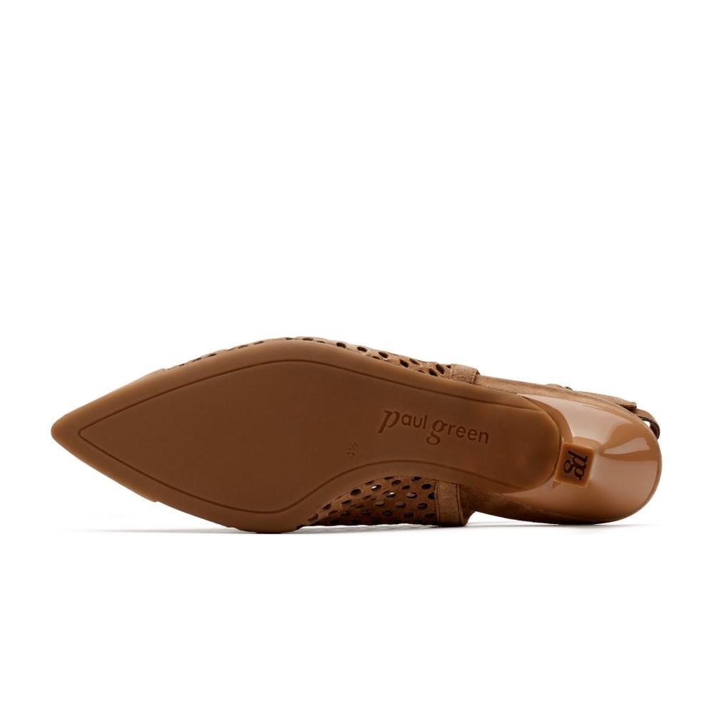 Paul Green Damen-Sandalen Derby Nussbaum-Wildleder