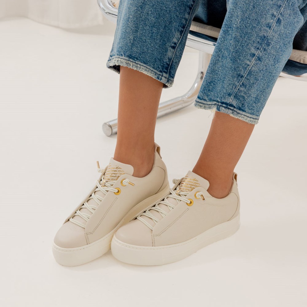 Paul Green Damen-Sneaker Faye elfenbeinfarbenes Leder