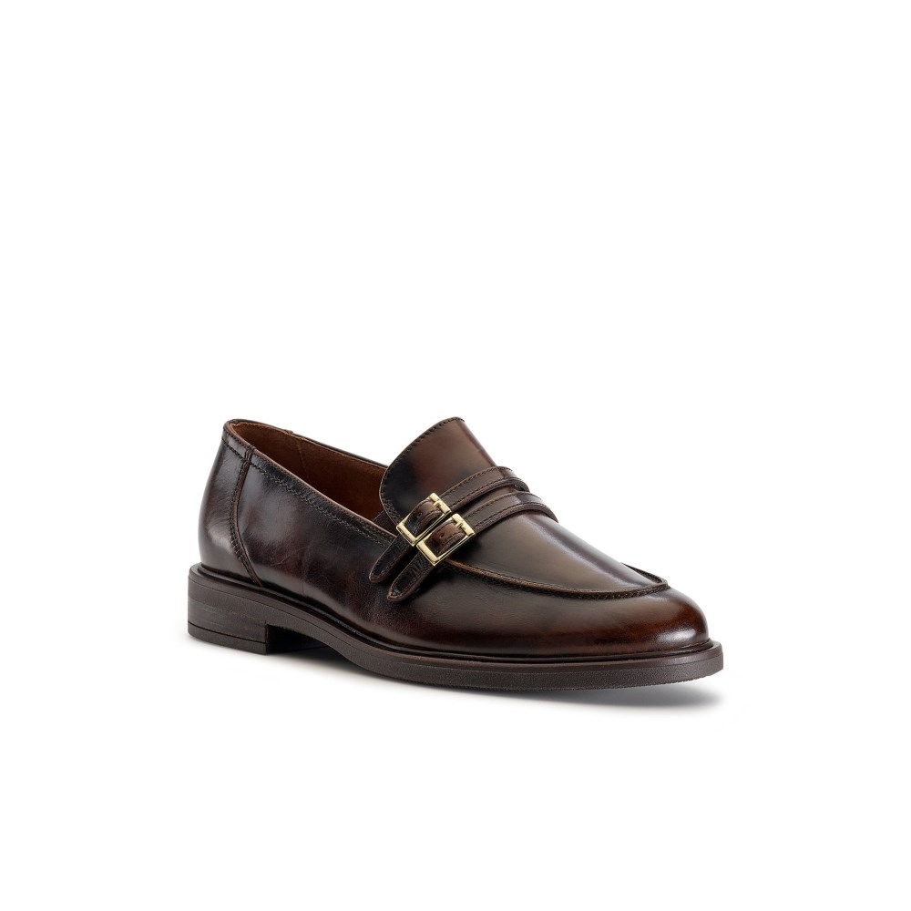Paul Green Damen-Loafer Caspian Tabakfarbenes gebürstetes Leder