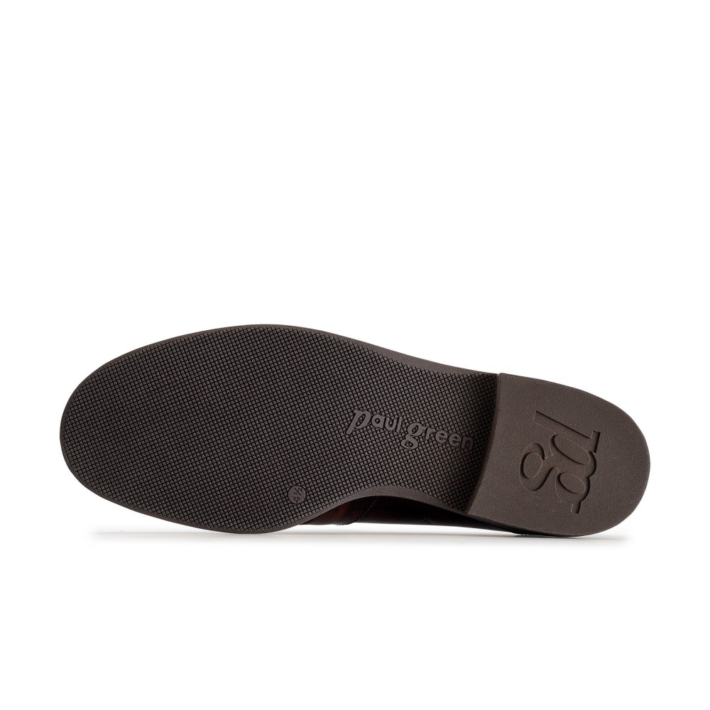 Paul Green Damen-Loafer Caspian Tabakfarbenes gebürstetes Leder